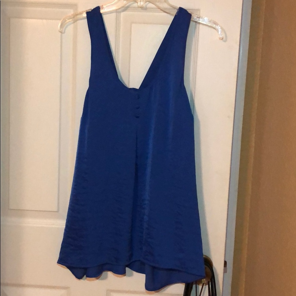 Royal blue sleeveless blouse with bow on the back